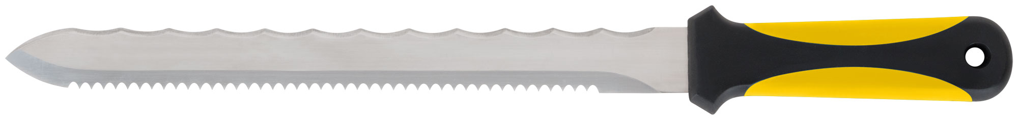 Нож для резки теплоизоляционных плит, двустороннее лезвие 240х27 мм, нерж.сталь, прорезиненная ручка