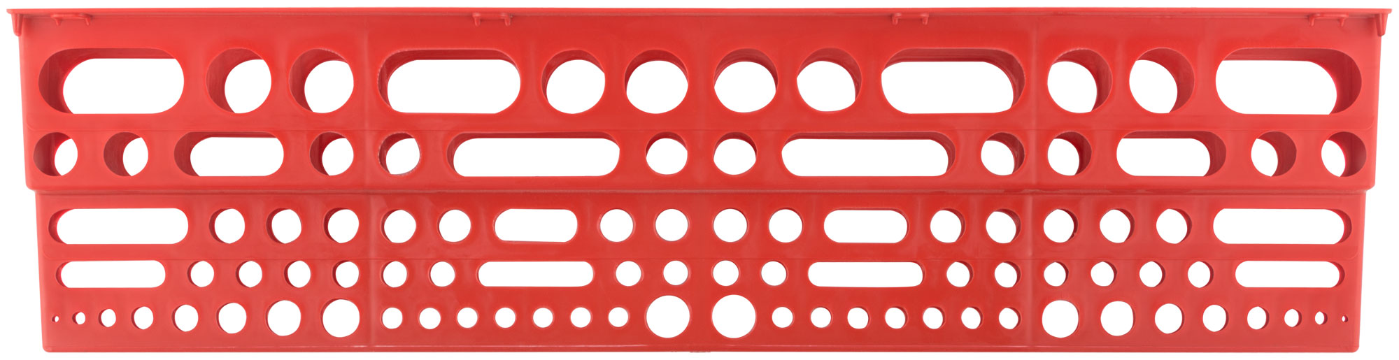 Полка для инструмента пластиковая красная, 96 отверстий, 610х150 мм
