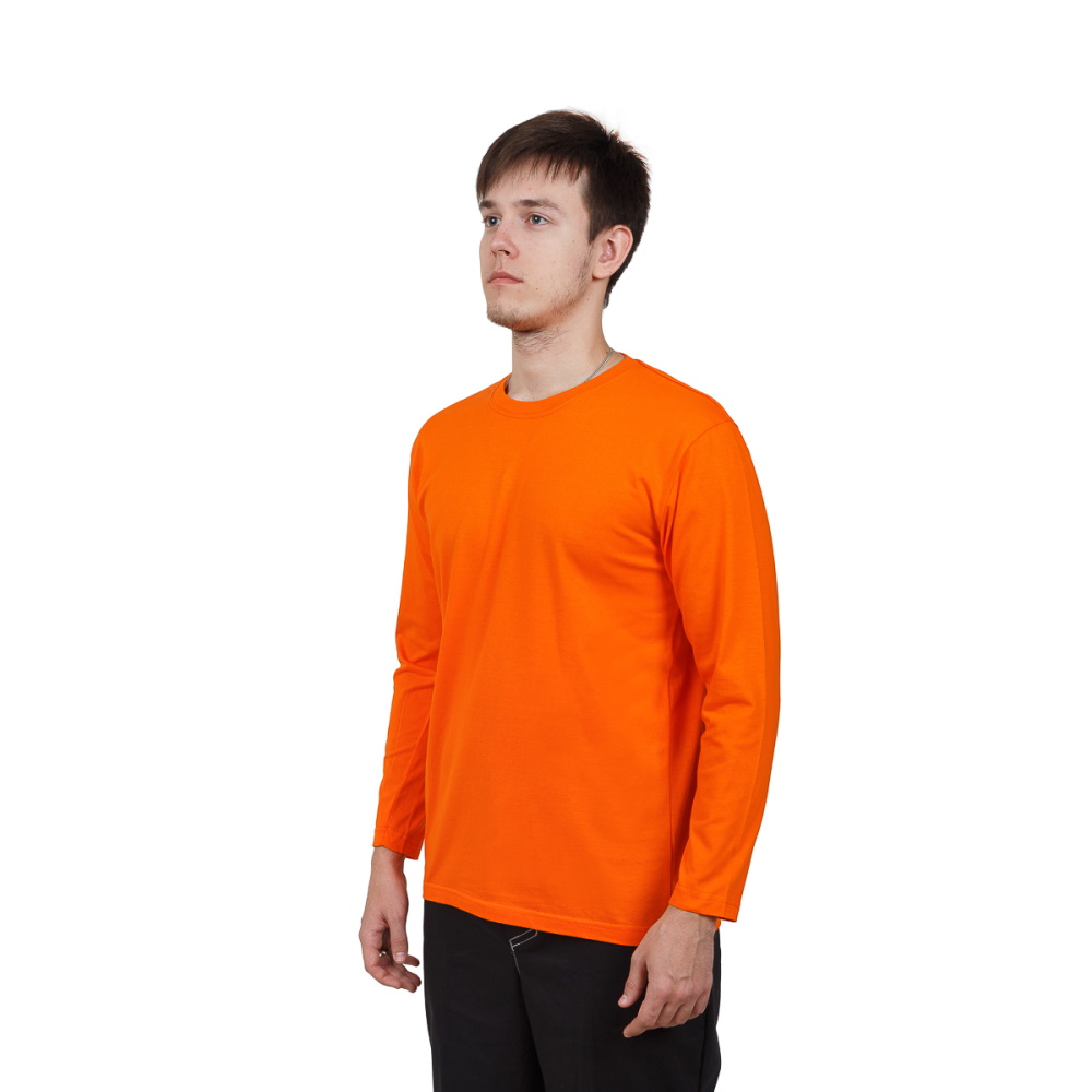  Футболка с длинным рукавом мужская оранжевая, 100% хлопок, 160 гр/м2 смотреть фото