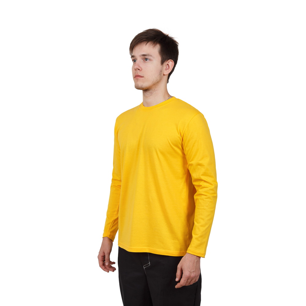  Футболка с длинным рукавом мужская желтая, 100% хлопок, 160 гр/м2 смотреть фото
