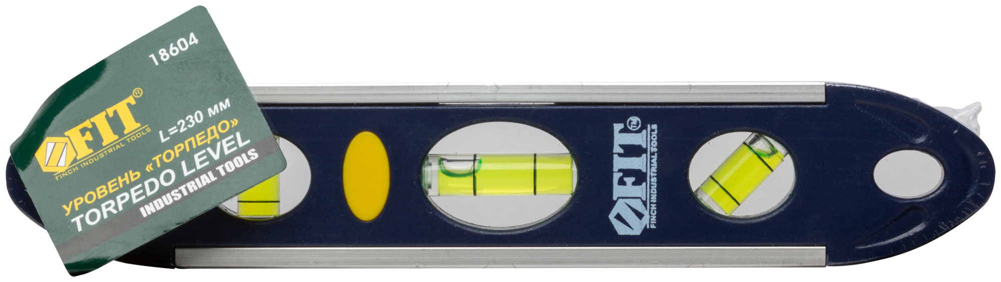 Уровень "Торпедо" пластиковый, 3 глазка, магнитный, с алюминиевой рамкой, Профи 230 мм