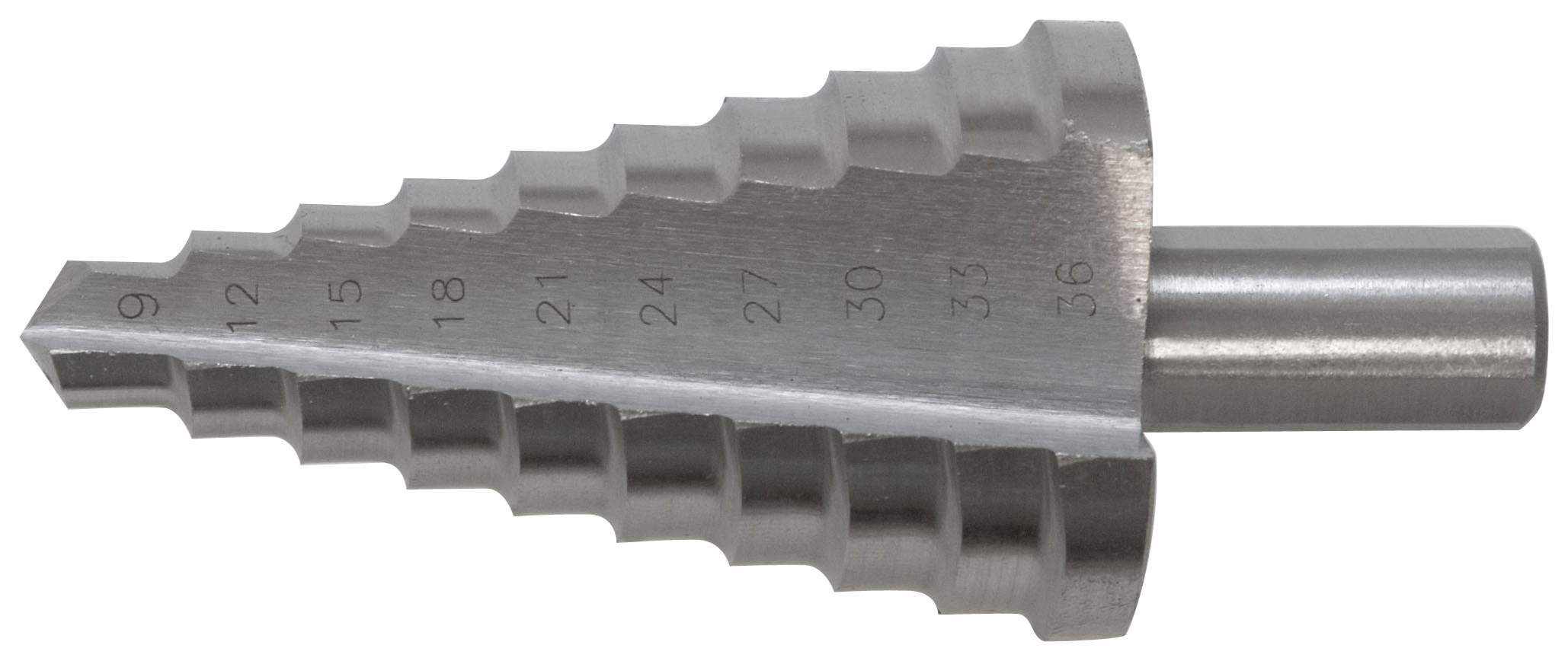 Сверло ступенчатое HSS по металлу, 9 ступеней, 4-12 мм