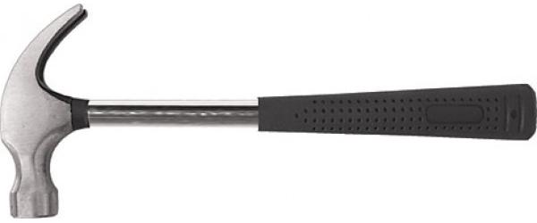 Молоток-гвоздодер, металлическая ручка, резиновая рукоятка 25 мм, 340 гр.