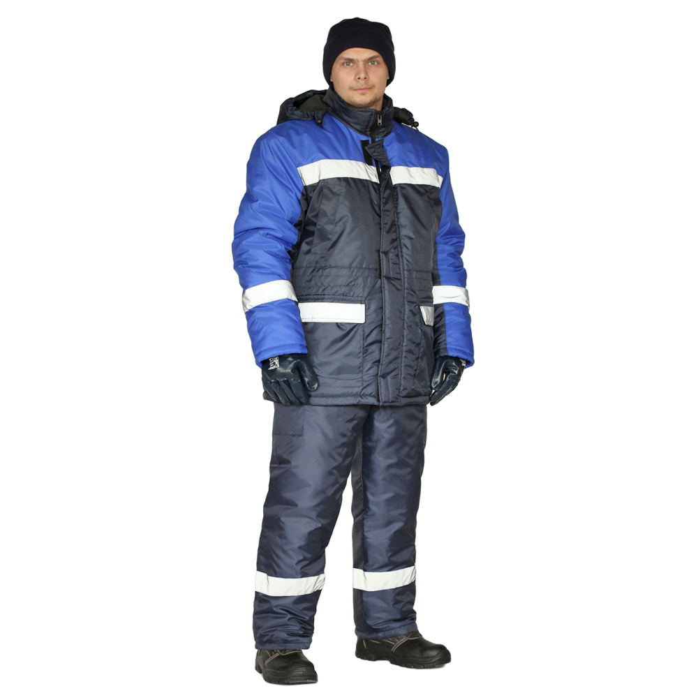 Костюм зимний СКАНДИН, куртка + полукомбинезон, т.-синий + василек, ткань Оксфорд