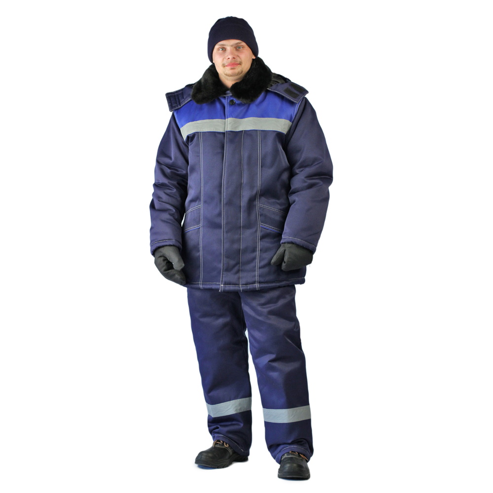 Костюм зимний Вьюга, куртка + полукомбинезон, т.синий + василёк, смесовая 210 гр/м2