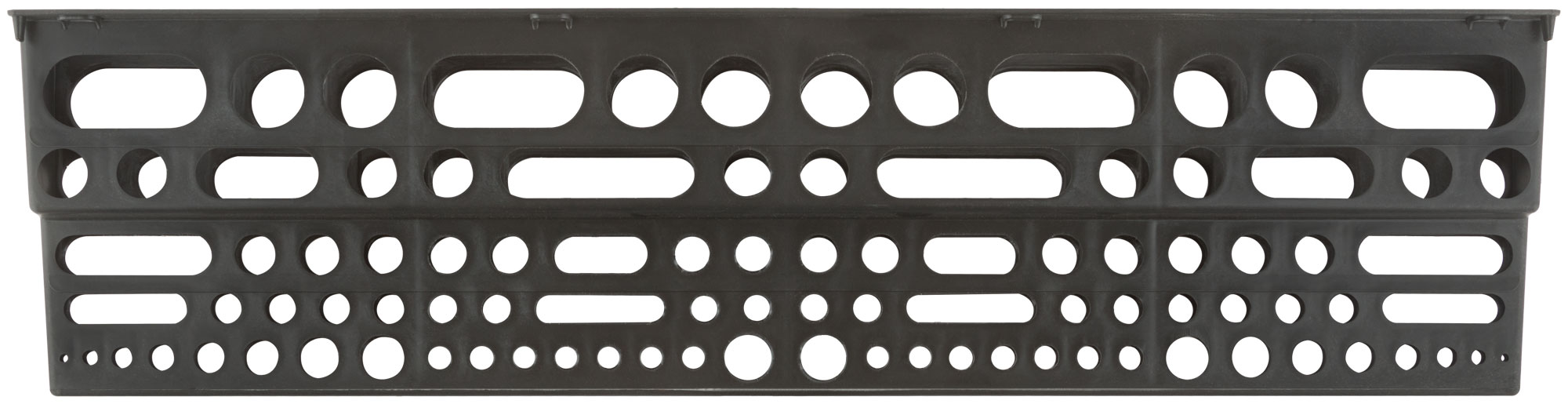 Полка для инструмента пластиковая черная, 96 отверстий, 610х150 мм