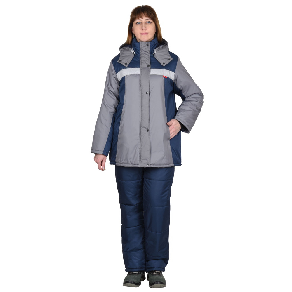 Куртка зимняя женская Фристайл, синий со стальным, ткань плащевая 100% п/э
