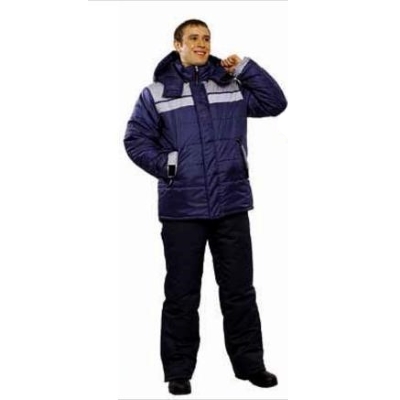 Куртка утеплённая Омега, темно-синий + серый, ткань Оксфорд 210 гр/м2