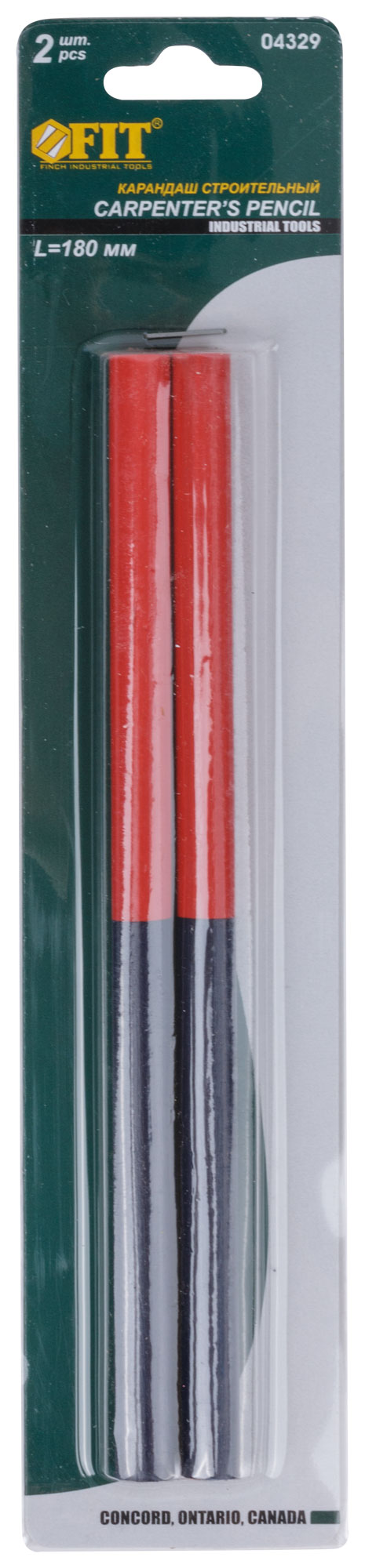 Карандаши строительные, 180 мм, 2-х цветные, 2 шт. в блистере
